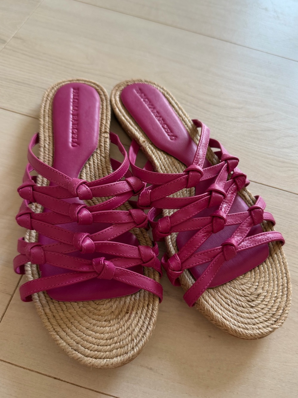 Paloma Barcelo Pink Knotted Strap Slide Sandals 37